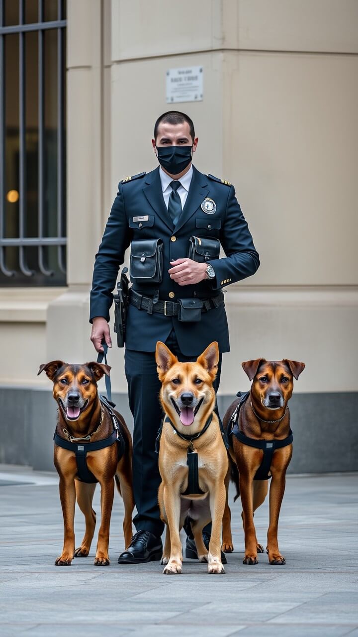 man holding dogs